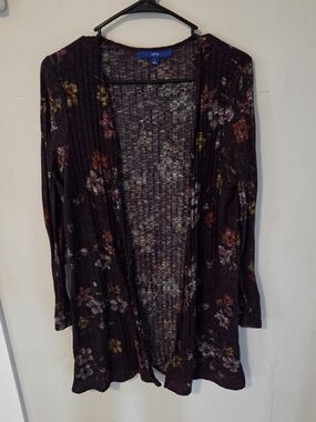 Apt. 9 Women's Plum Floral Open-Front Cardigan